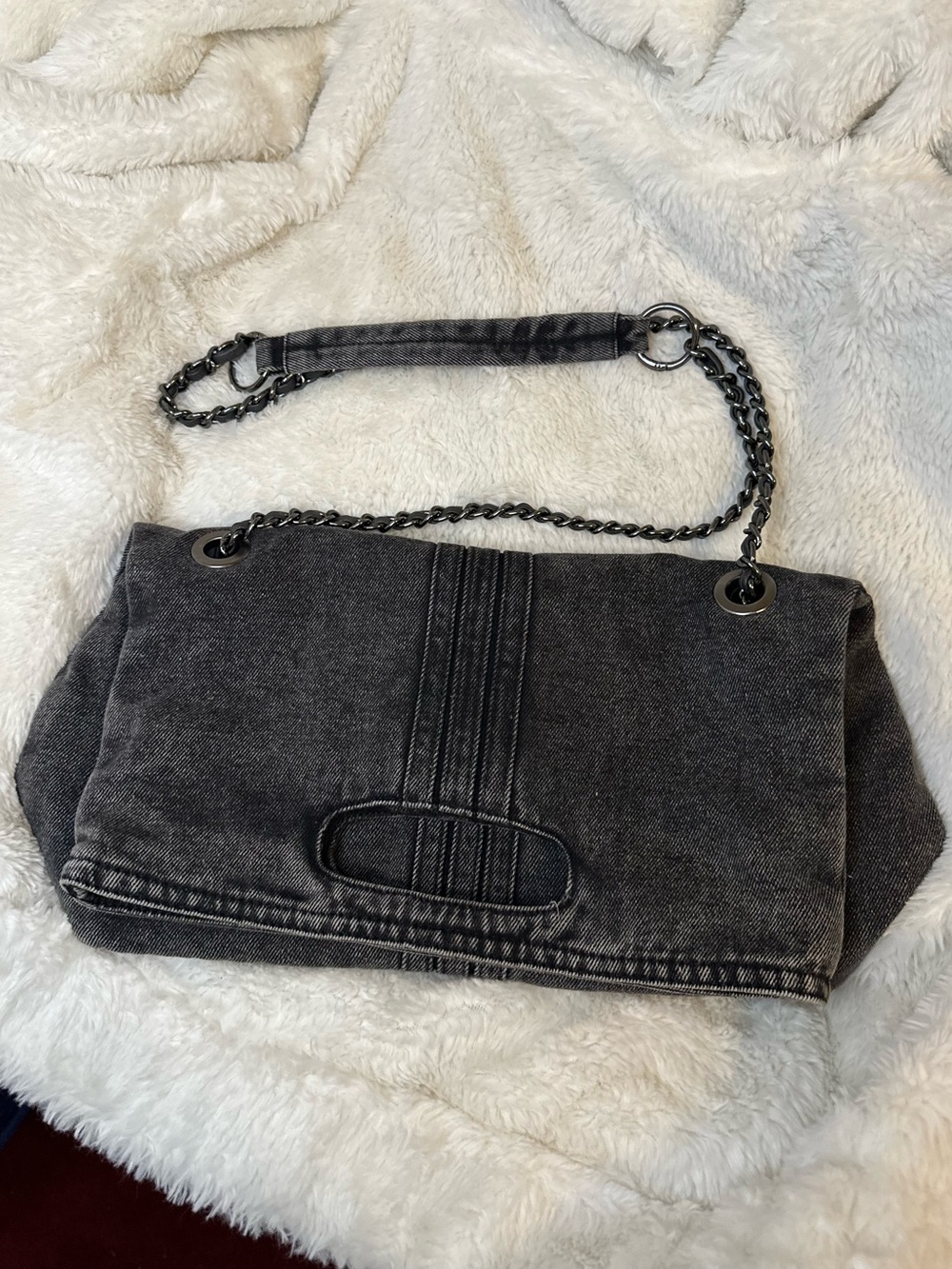Dolls Denim Black Shoulder Bag with Chain-Strap
